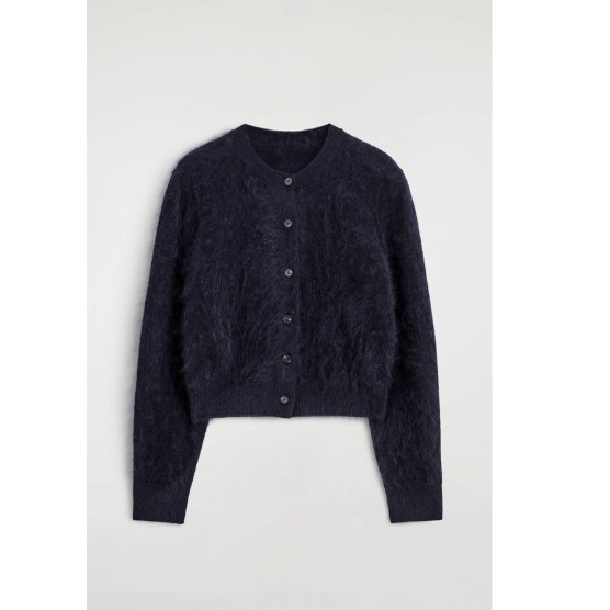 修身版型美利奴羊毛开衫藏青色