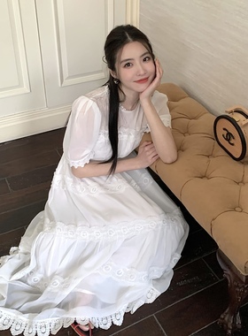 【NEW OPEN】法式气质蕾丝轻薄网纱连衣裙  HL81275