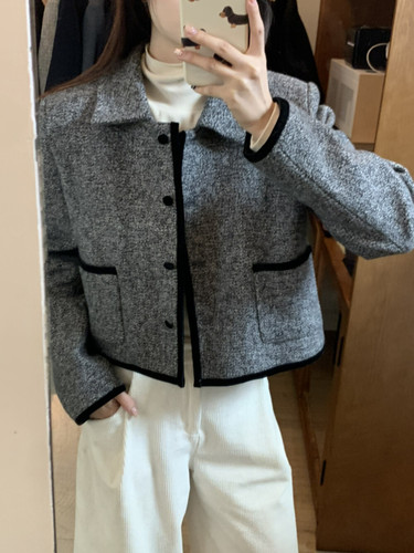 【MOOTEA】小香风撞色边口袋气质短外套  26712#