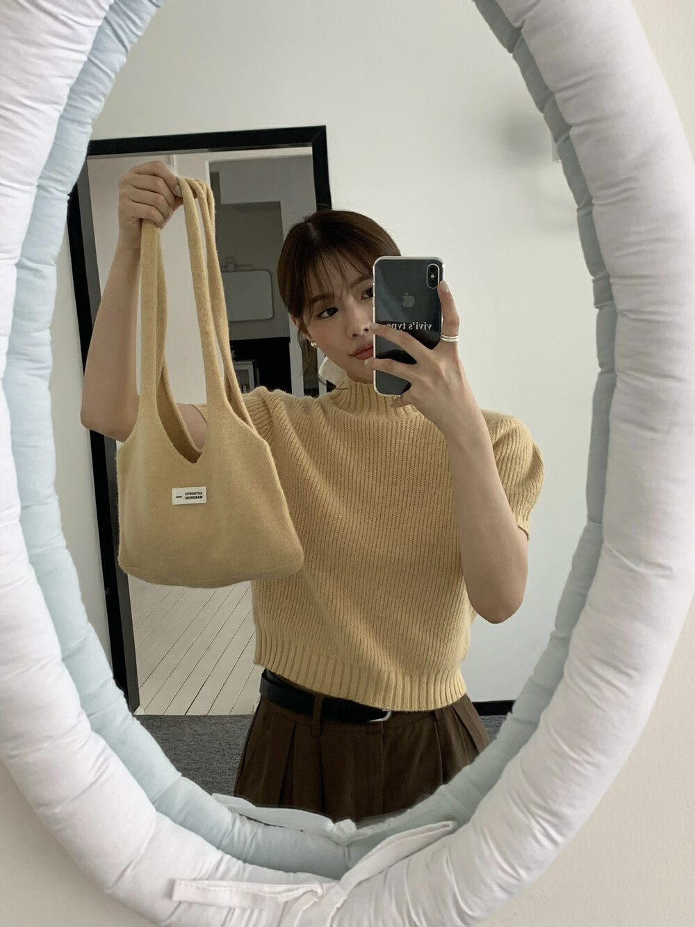 【VIVIS TYPE】多色带包包韩系半高领毛衣(配包包)2731