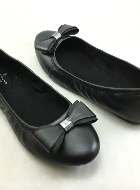 2021夏新款外贸原单BDLO羊皮圆头蝴蝶结低跟浅口有大码女鞋41-43