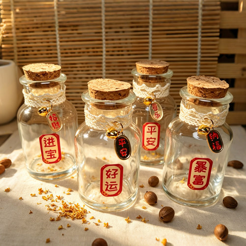 木塞攒存金豆豆收纳玻璃瓶幸运瓶许愿瓶装小物品迷你瓶子小空罐子