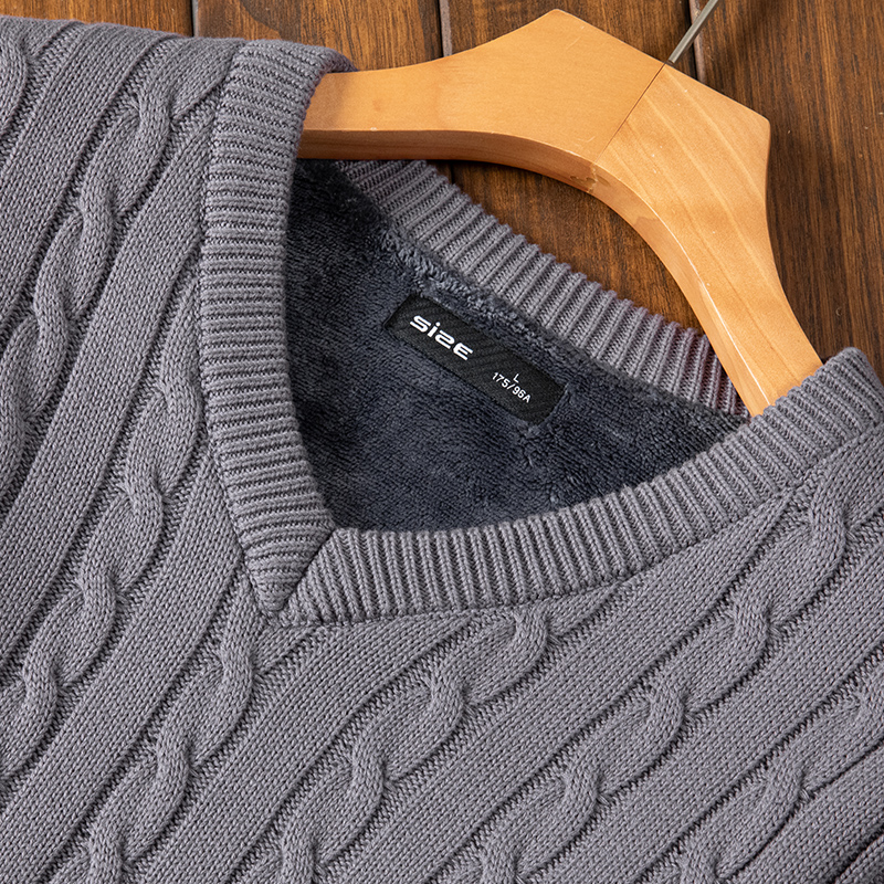 加绒加厚毛衣男士保暖针织衫