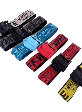 正确版本OFF工业黄黑色OW字母腰带男女情侣潮ins同款金属帆布皮带