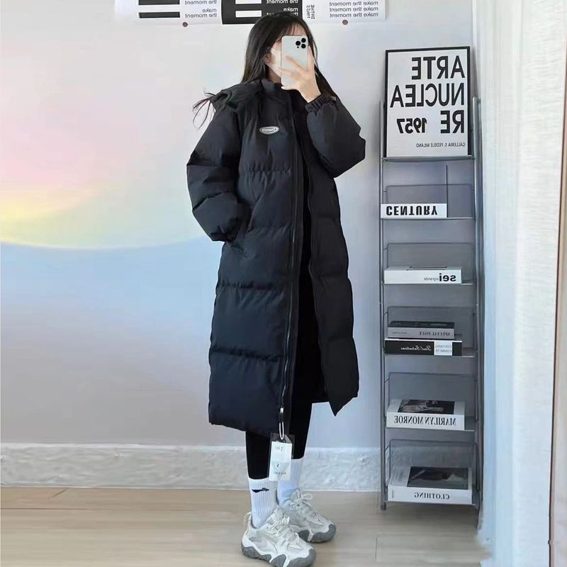 中长款羽绒棉服女冬季2025年oversize棉袄小个子加厚棉衣外套