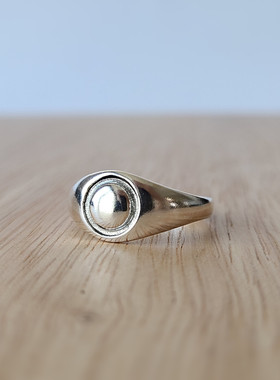 纯银复古圆形简约情侣刻字戒指