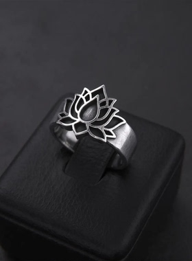纯银暗黑莲花开口情侣对戒立体款