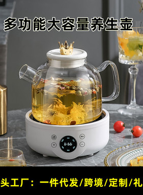 110V美规养生壶多功能办公室全自动玻璃煮茶器烧水壶养生壶花茶壶