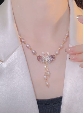 双天鹅珍珠项链女轻奢高级感