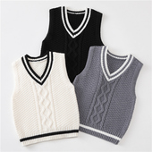 2024春秋新款 男童宝宝背心马甲保暖毛衣儿童针织衫 婴儿坎肩毛线衫