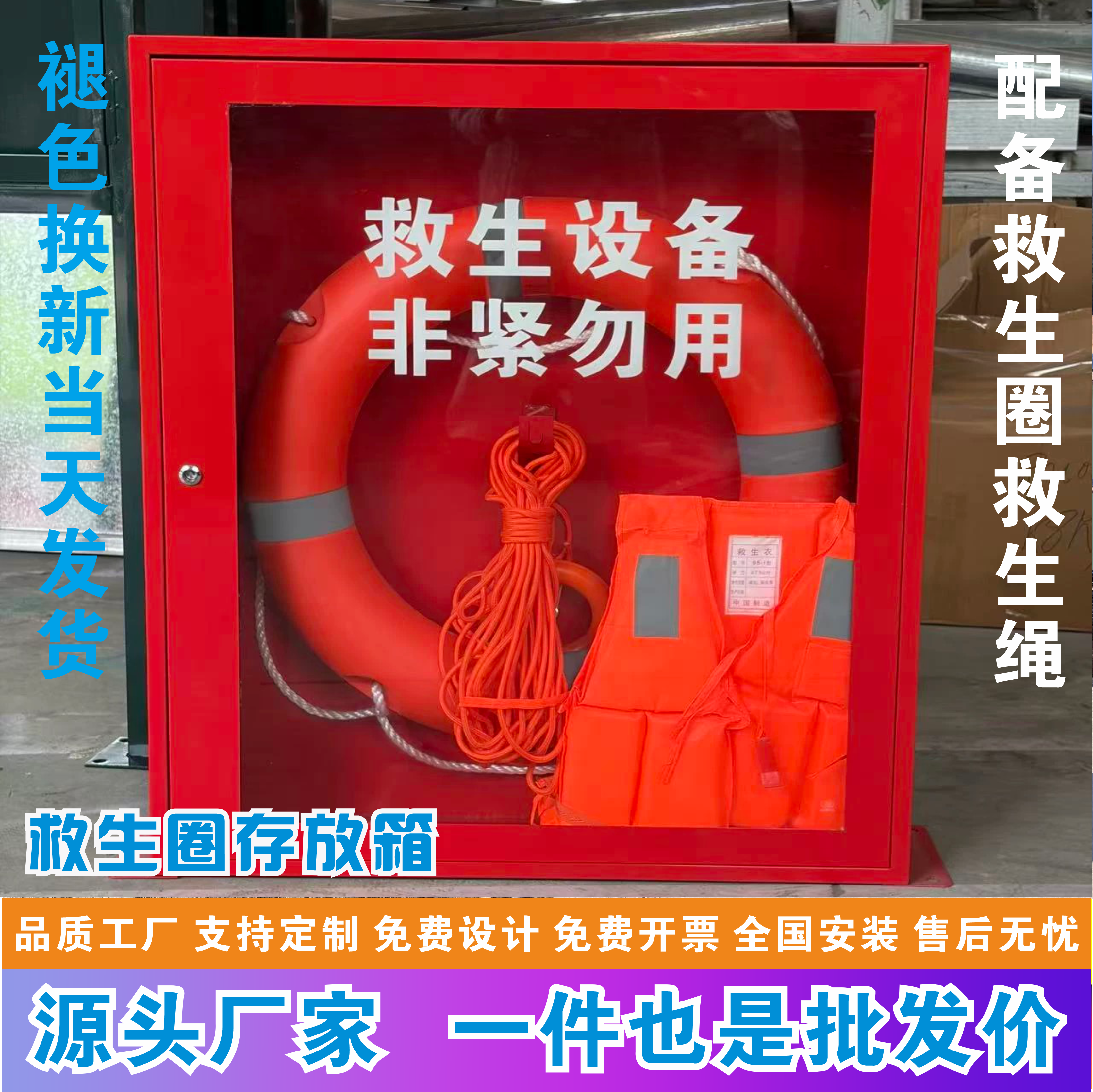 河道救生圈存放箱防溺水警示牌图片