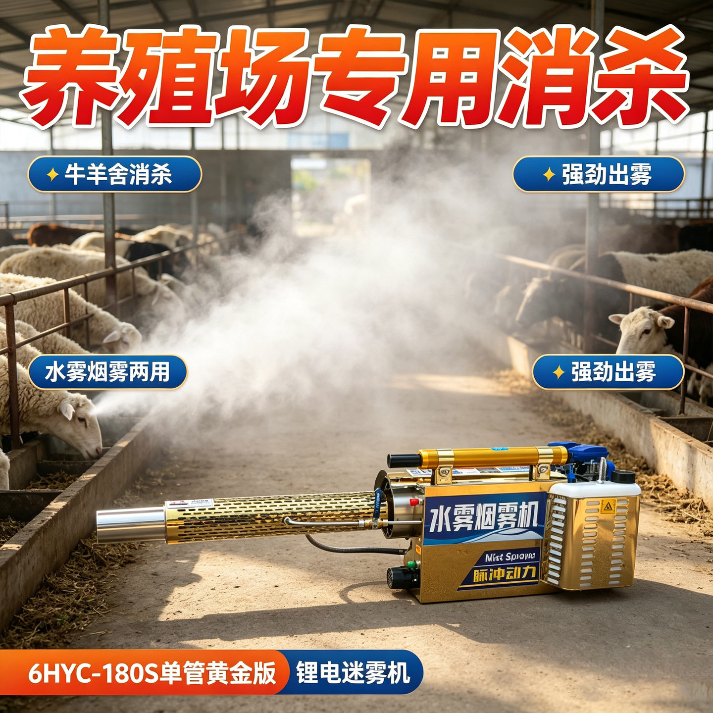 垃圾站养殖场小区防疫消毒弥雾机消杀专用喷雾器汽油农用打药机