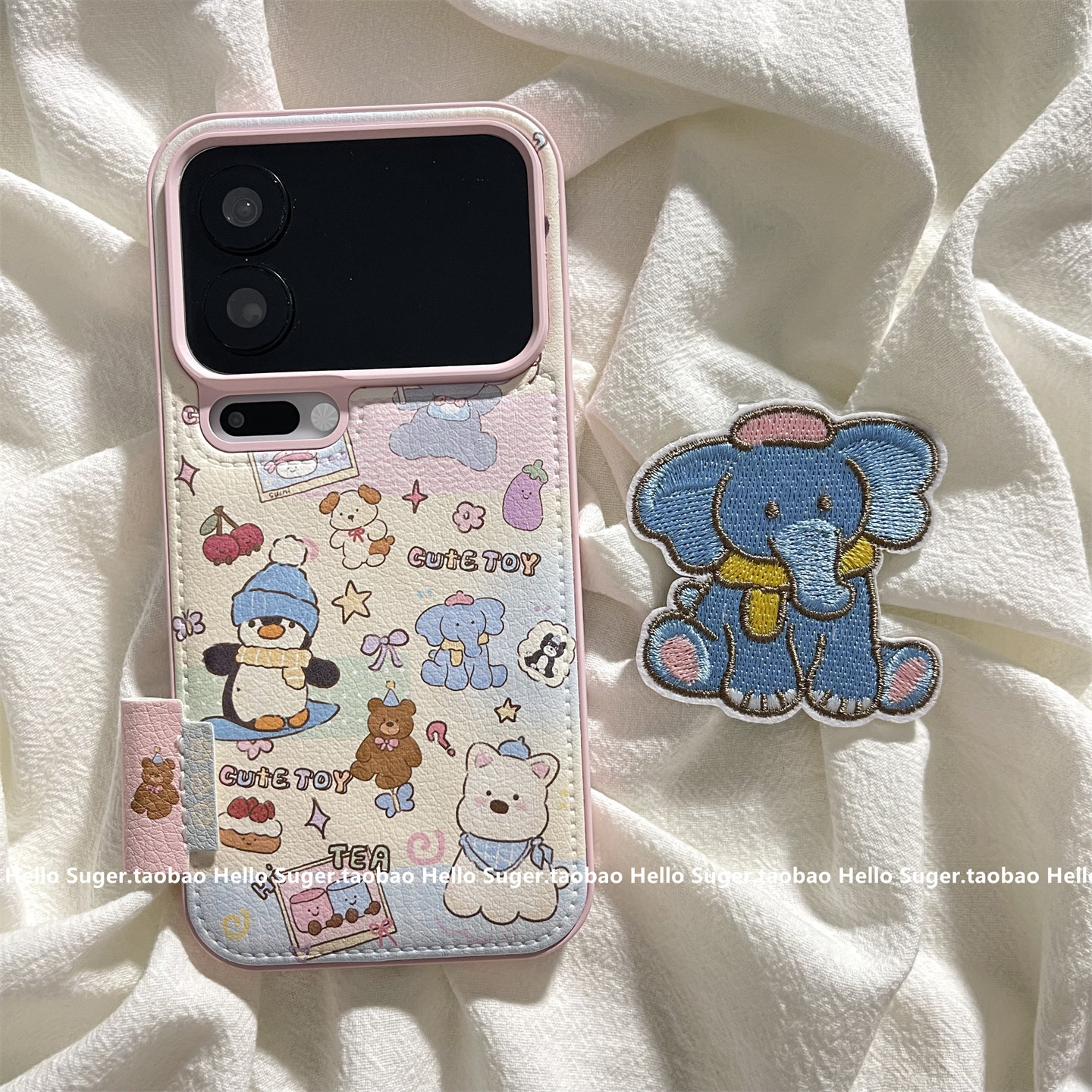 萌系可爱卡通小动物刺绣折叠支架适用小米17promax手机壳小米