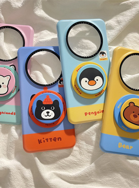日韩卡通企鹅小熊西高地适用华为mate60pro+手机壳mate60磁吸菲林壳新款p60硬壳保护套mate70pro磁吸支架女款
