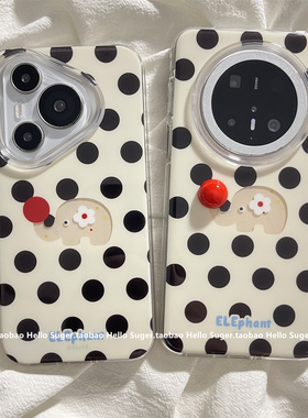 ins奶呼呼韩系波点可爱圆鼻子小象适用华为mate80promax手机壳mate70pro+双层mate60pro保护套pura70/80pro女