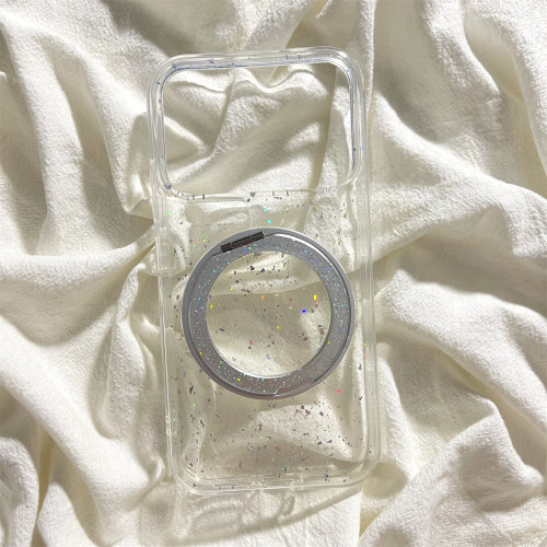 小众简约透明闪粉支点壳适用小米17promax手机壳小米17pro双层新款xiaomi17旋转360度支架小米14保护套15女款