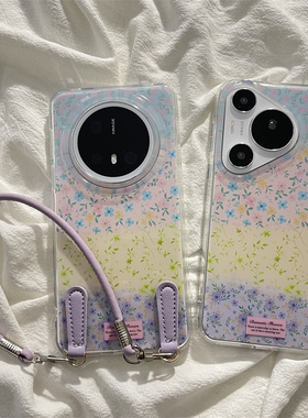 韩风ins拼接彩色碎花适用华为mate70pro+手机壳mate60pro双层新款pura70pro防摔保护套mate60链条手绳pura70p