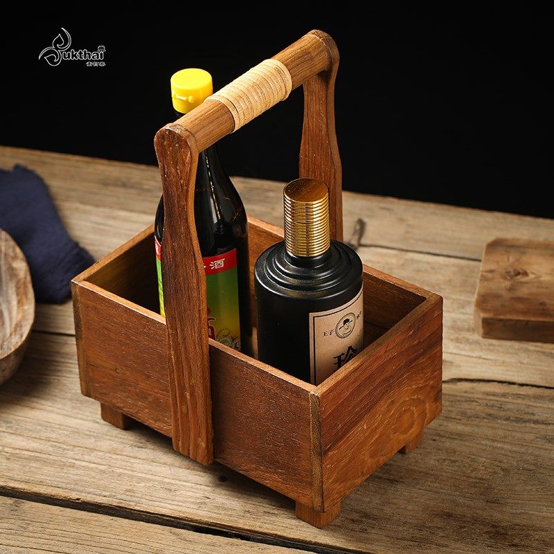 东南亚田园实木手提收纳篮杂物置物篮泰式浴室装饰水果篮水果筐