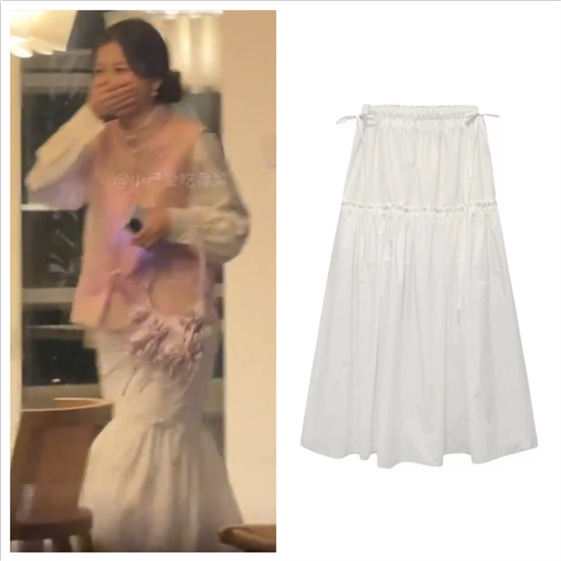 虞书欣同款粉色马甲上衣半身裙子