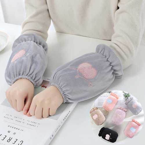 袖套女秋冬短款学生防脏袖套护袖工作办公防污学生可爱刺绣袖头