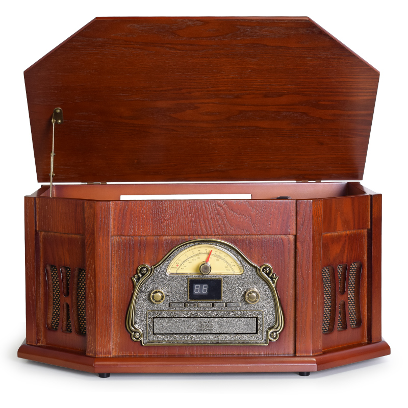 黑胶唱片机LP留声机CD一体机磁带收音蓝牙音箱美式乡村电复古礼物