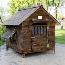 有窗碳化木大型犬防雨水四季狗窝1