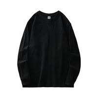 A 320G heavy-duty pure cotton long-sleeved T-shirt for men, a loose round-neck sweatshirt for spring and autumn, paired with a three-needle white base layer thumbnail 3