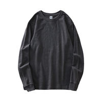 A 320G heavy-duty pure cotton long-sleeved T-shirt for men, a loose round-neck sweatshirt for spring and autumn, paired with a three-needle white base layer thumbnail 5