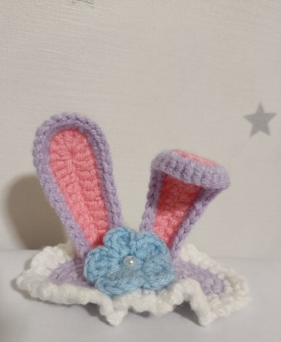 钩针毛线编织星黛露兔耳朵发夹成品
