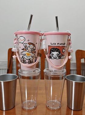 瑞幸泡泡玛特Zsiga联名杯改造PP杯盖DIY材料包亚克力外壳304内胆