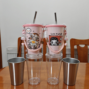 瑞幸泡泡玛特Zsiga联名杯改造PP杯盖DIY材料包亚克力外壳304内胆