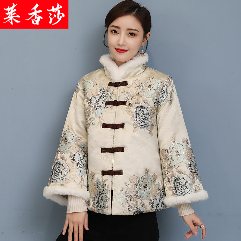 复古唐装棉袄女茶服中国风冬季加棉加厚中式棉衣保暖旗袍棉服外套