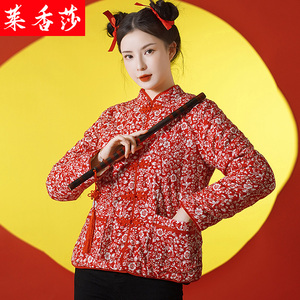 民族风冬季唐装碎花小棉袄女中国风加厚保暖棉服复古棉衣短款外套