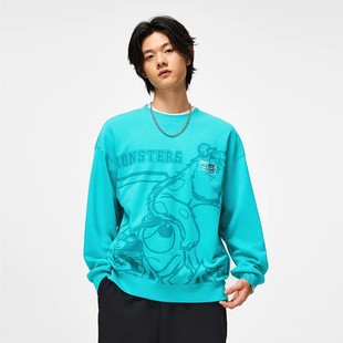 李宁男子卫衣迪士尼怪兽大学联名款加绒保暖宽松套头上衣AWDT813