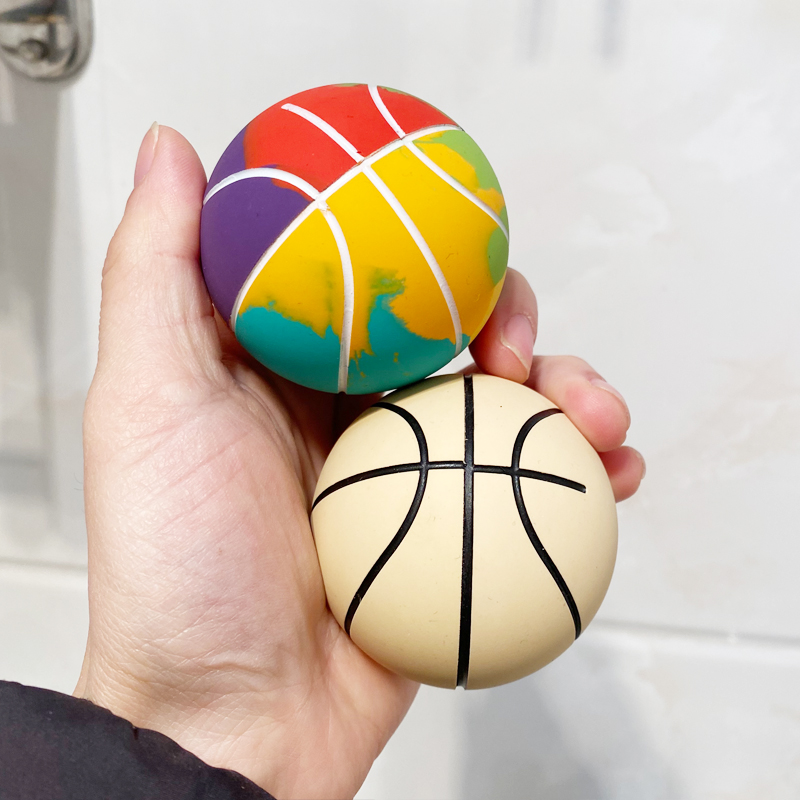 6cm高弹力空心橡胶球大号儿童玩具小篮球迷你拍拍小球彩色弹力球