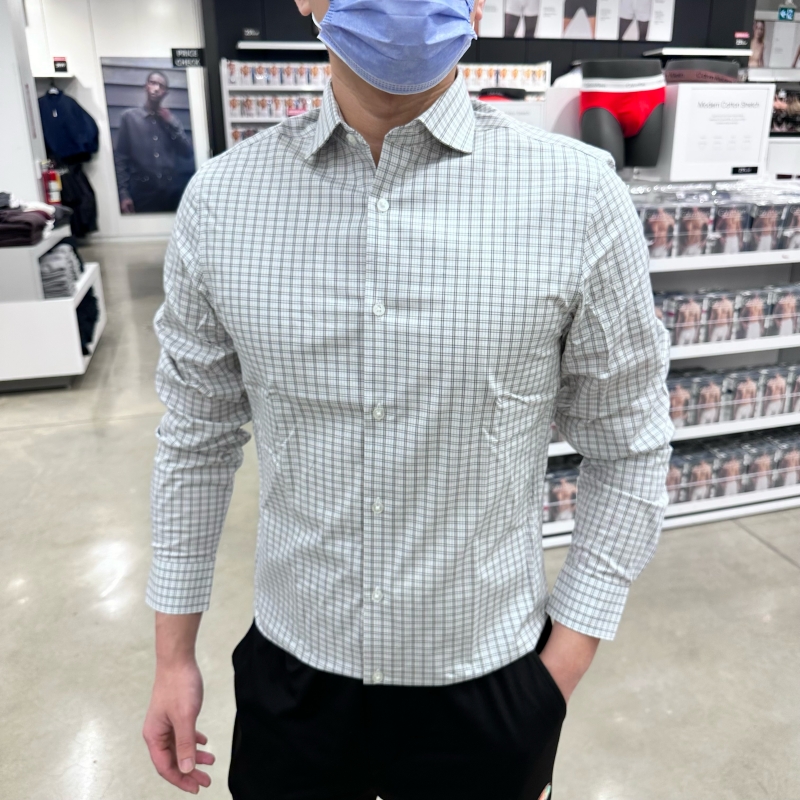 CK休闲百搭格子长袖衬衫修身免烫