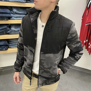 CK/Calvin Klein 男士秋冬休闲拼接迷彩立领摇粒绒保暖夹克外套潮