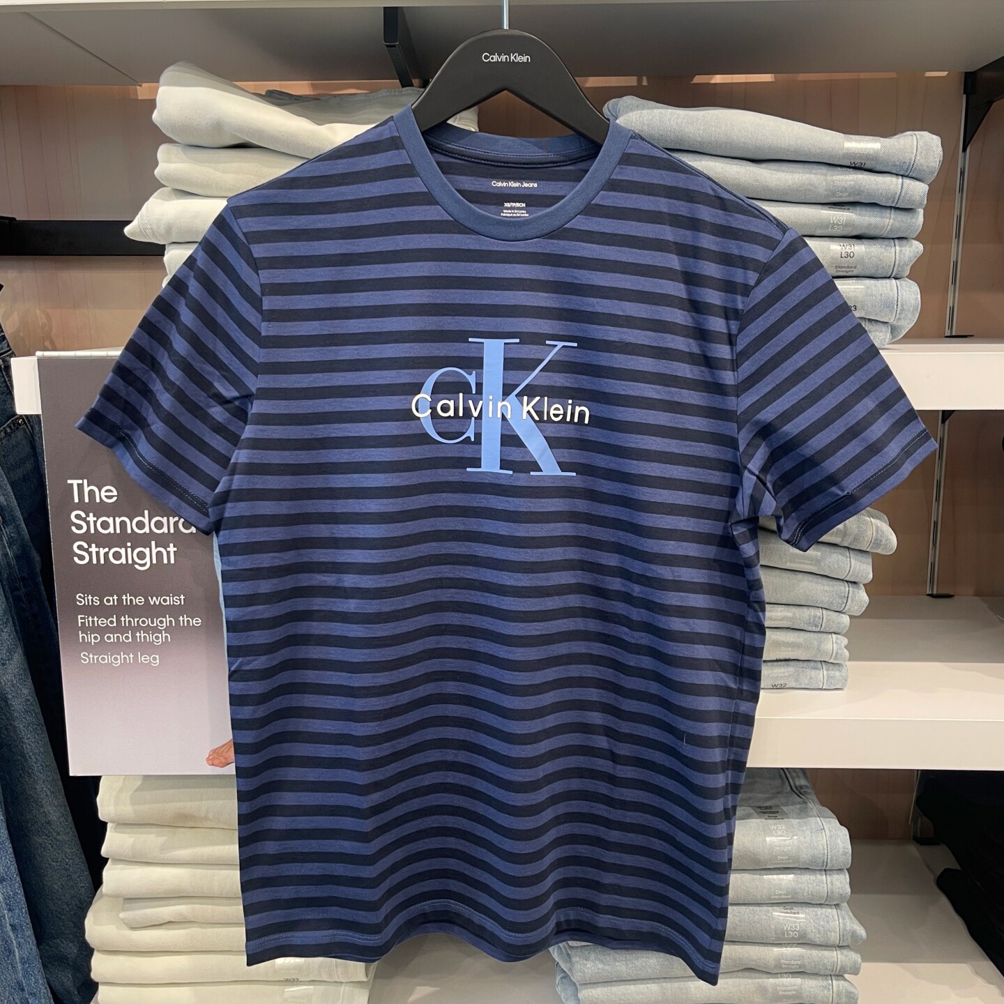 26夏季Calvin Klein CK男士休闲撞色条纹纯棉立体LOGO圆领短袖T恤