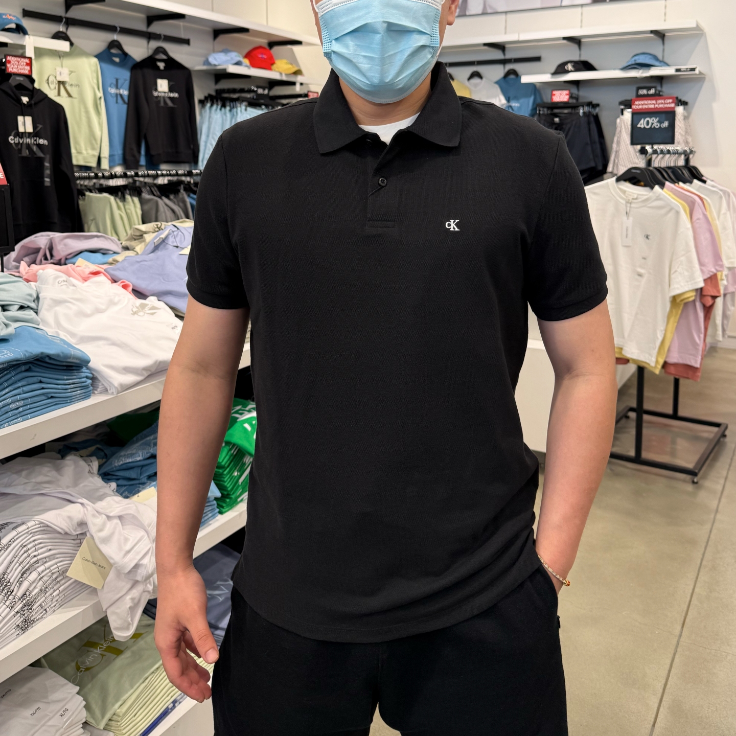 CK夏季男士网眼棉透气短袖POLO衫
