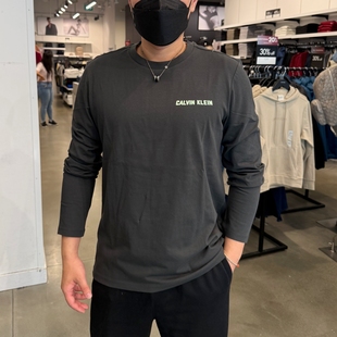 2026春季新款Calvin Klein/CK 男士休闲立体LOGO纯棉透气长袖T恤
