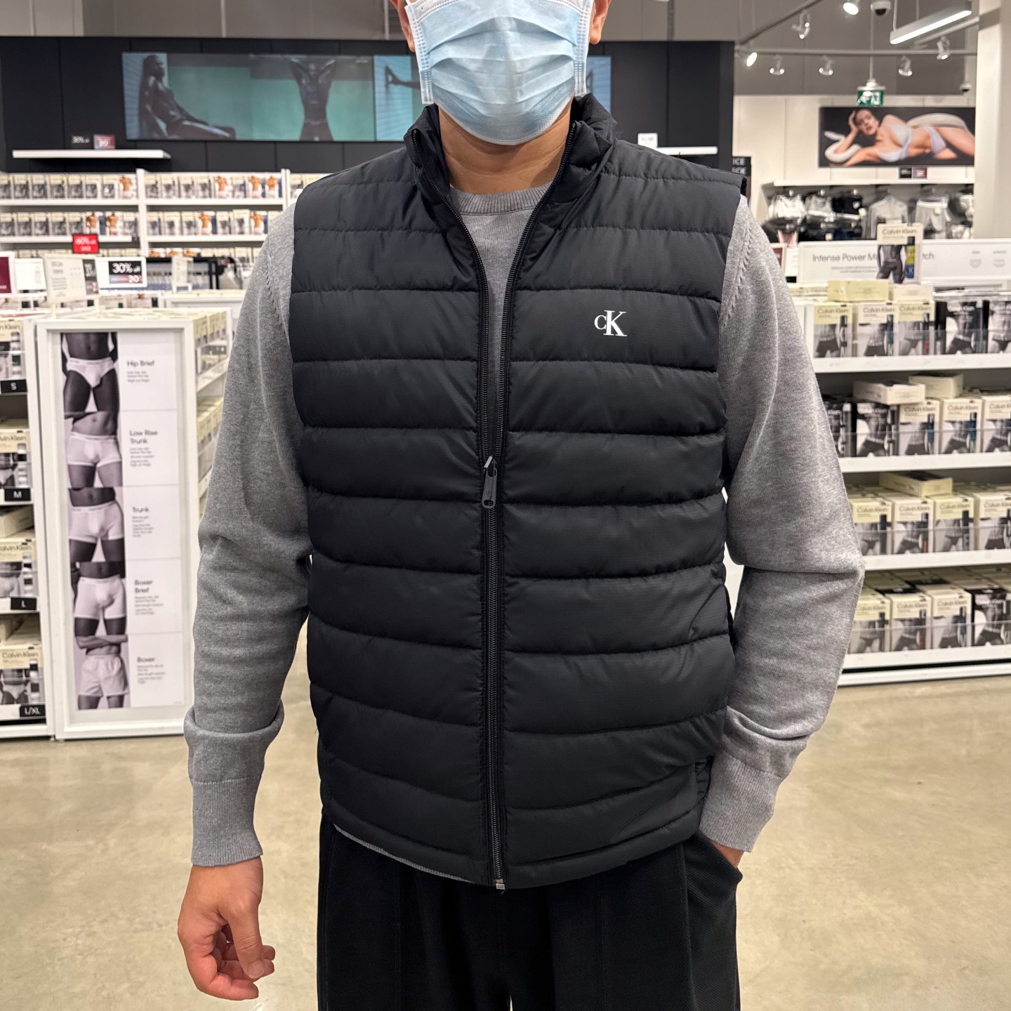 CK男士防风防水立领保暖棉衣马甲