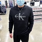 25秋冬Calvin 休闲百搭LOGO印花圆领套头卫衣加绒 男士 Klein