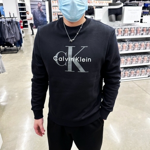 25秋冬Calvin Klein CK 男士休闲百搭LOGO印花圆领套头卫衣加绒
