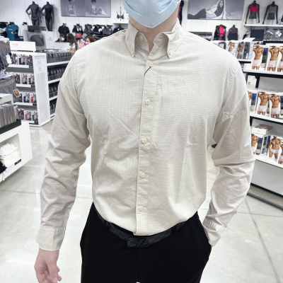 CK男士商务休闲纯棉格子长袖衬衫