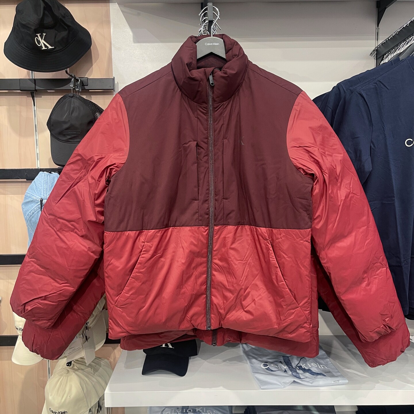2025冬季新款CK Calvin Klein 男士休闲撞色加厚保暖立领棉衣外套