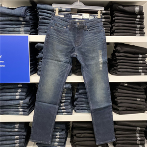 CK/Calvin Klein 男士秋季新款水洗磨白修身显瘦直筒牛仔长裤SLIM