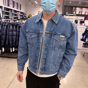 CK/Calvin Klein 男士春季新款休闲百搭翻领水洗牛仔夹克工装外套
