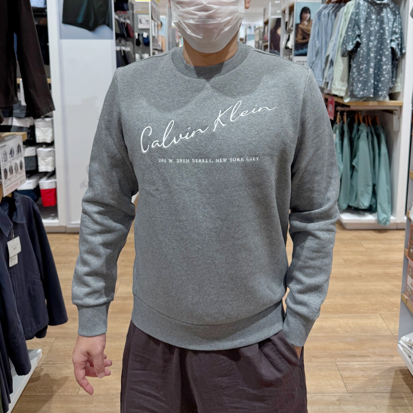 CK男士休闲百搭刺绣加绒套头卫衣