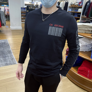 男士 秋季 新款 T恤 Calvin 潮流纯棉透气logo印花圆领长袖 Klein