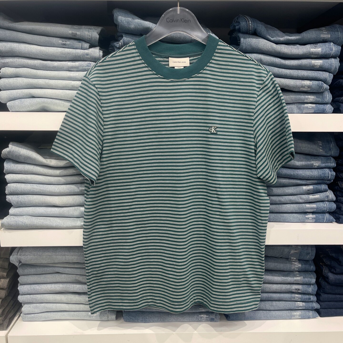 26夏季Calvin Klein CK男士时尚撞色条纹纯棉透气宽松圆领短袖T恤